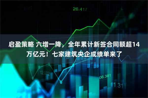 启盈策略 六增一降，全年累计新签合同额超14万亿元！七家建筑央企成绩单来了